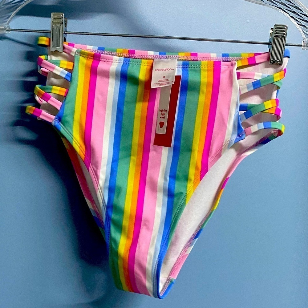 NWT Rainbow High Waisted Swimsuit Bottoms, M